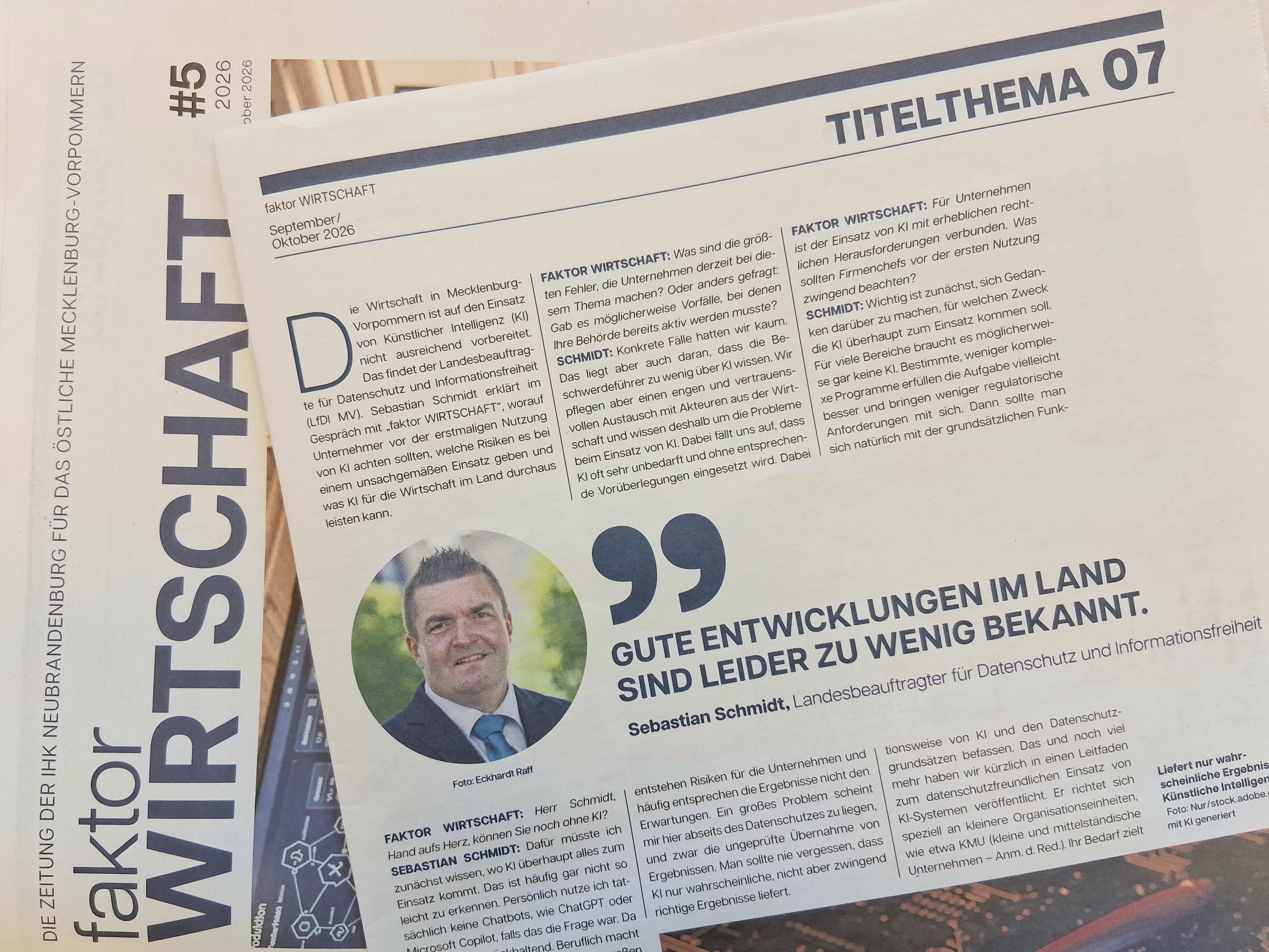 LfDI MV im Interview der IHK-Zeitung faktor WIRTSCHAFT